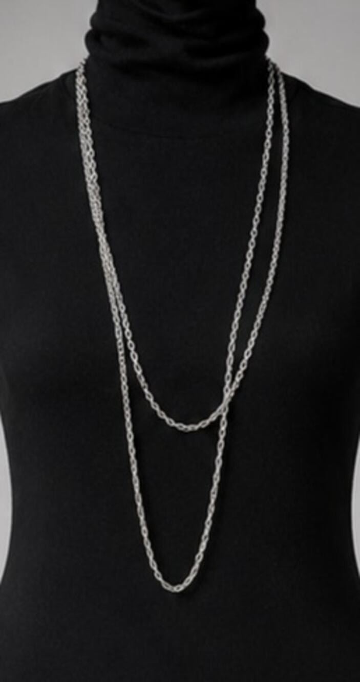 Sarah Coventry Layered Chain Necklace 34" Long Silver-tone Vintage sch-1